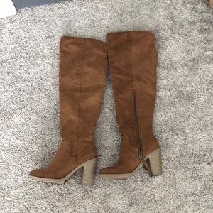 Dark brown over the knee boots